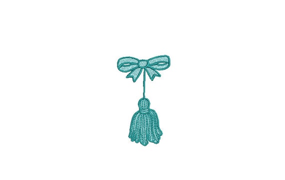 Bow Tassel Machine Embroidery File design - 3 x 3 inch hoop - Monogram Design - Bow embroidery Design