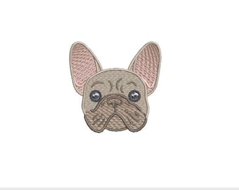 Frenchie Face Machine Embroidery File design - 3x3 inch hoop - French Bulldog Embroidery - Mini Machine embroidery