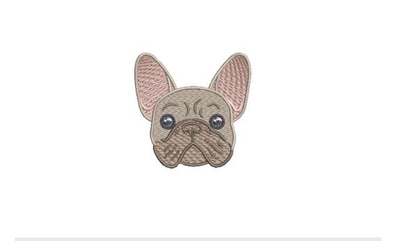 Frenchie Face Machine Embroidery File design - 3x3 inch hoop - French Bulldog Embroidery - Mini Machine embroidery