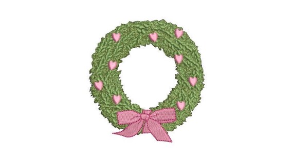Heart Bow Wreath Embroidery - Machine Embroidery File - design 4x4 inch hoop - Monogram frame
