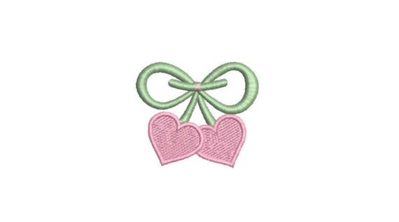 Hearts Bow Machine Embroidery File design - 3 x 3  inch hoop - Mini Embroidery Design