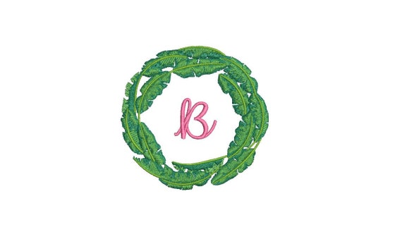 Banana Leaf Wreath Embroidery - Hamptons Design - Machine Embroidery File design - 4 x 4 inch hoop - Instant Download