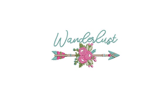 Wanderlust Rose Arrow Machine Embroidery File design - 4x4 inch hoop - Bohemian Embroidery Design