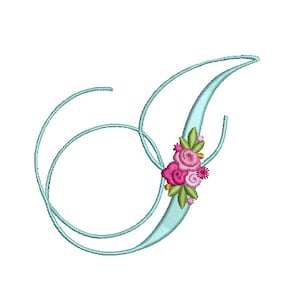 Pretty Rose Script LETTER I Machine Embroidery File design - 5 x 7 pulgadas hoop - Monogram design