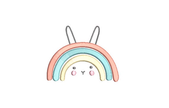 Bunny Rainbow  - Machine Embroidery File design 4 x 4 inch hoop - Easter Embroidery Design