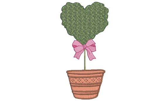 Heart Topiary Tree Embroidery Design -  Machine Embroidery File design - 5 x 7 inch hoop - Instant Download