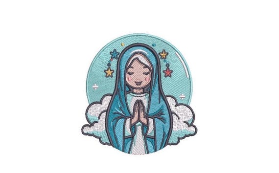 Mary Machine Embroidery File design - 4x4 inch hoop - Thanksgiving - Christmas - Religious Embroidery Design