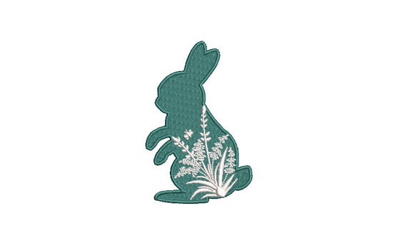 Floral Bunny Machine Embroidery Design - Embroidery File design - 4x4 inch hoop - 10cm x 10cm hoop