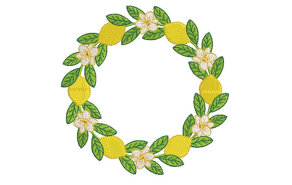 Lemon Wreath Machine Embroidery File design -  6x10 inch hoop - Machine Embroidery Design