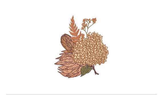 Dried Flowers Machine Embroidery File design 4 x 4 inch hoop - in the hoop - instant download - Protea, hydrangea, fern