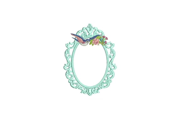 Vintage Bird Frame Machine Embroidery File design 4 x 4 inch hoop ITH