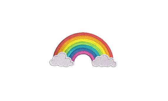 Rainbow Clouds Machine Embroidery File design 4 x 4 inch hoop - Instant Download - Rainbow Embroidery Design