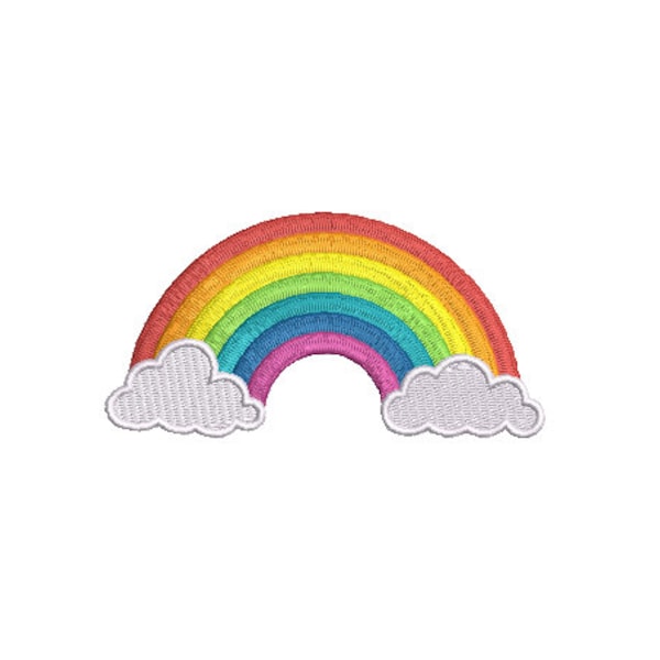 Rainbow Clouds Machine Embroidery File design 4 x 4 inch hoop - Instant Download - Rainbow Embroidery Design