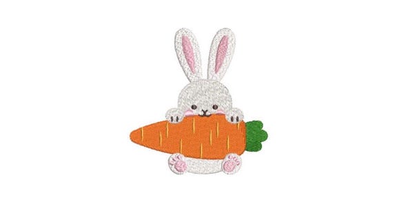 Rabbit and Carrot - Machine Embroidery File design 4 x 4 inch hoop - Easter Embroidery Design