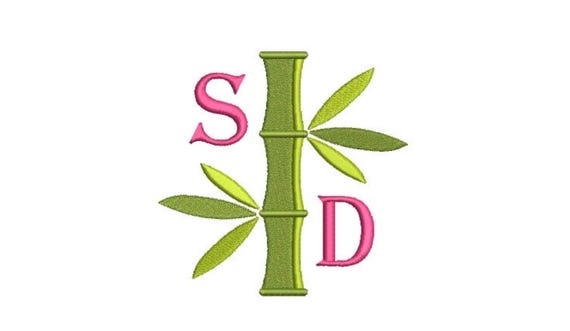 Chinoiserie Chic Monogram Bamboo Frame - Machine Embroidery File design - 4x4 hoop