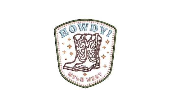 Howdy Wild West - Western Machine Embroidery File design - 4x4 inch hoop - Cowgirl and Cowboy Design