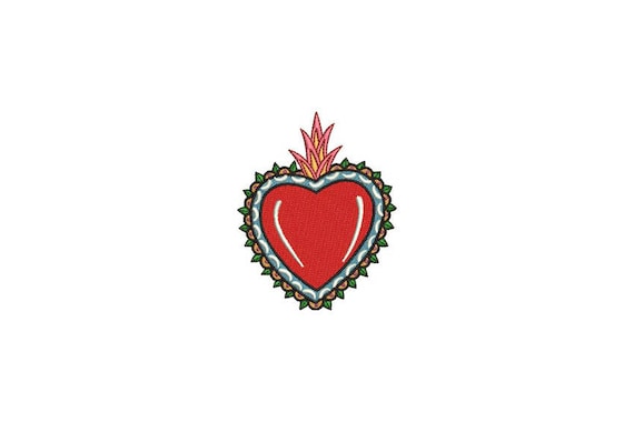 Milagro Charm Heart Mexican Folksy Machine Embroidery File design 4 x 4 inch hoop