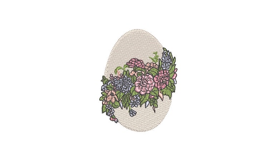 Victorian Floral Easter Egg Design - Machine Embroidery File design - 4x4 inch hoop - Easter Embroidery