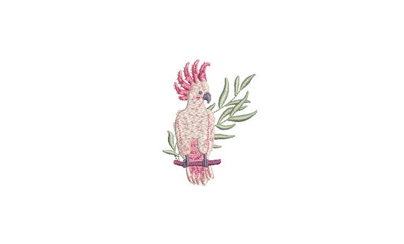 Machine Embroidery Mini Pink Cockatoo Machine Embroidery File design 4x4 inch hoop