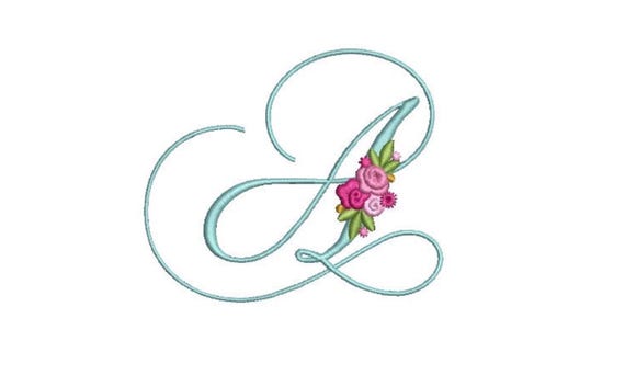 Pretty Rose Script LETTER A  Machine Embroidery File design - 5 x 7 inch hoop - Monogram design