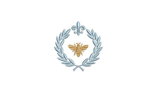 French Bee Laurel embroidery - Machine Embroidery File design - 3 x 3 inch hoop - instant download