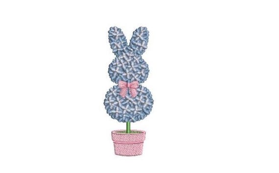 Hydrangeas Embroidery - Hamptons Style Design - Bunny Boxwood - Machine Embroidery File design - 4 x 4 inch hoop - Instant Download