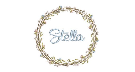 Willow Wreath Machine Embroidery File design - 5x7 inch hoop - Pussy Willow Round Monogram Frame