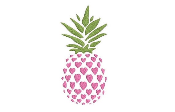 Pineapple Hearts Embroidery - Machine Embroidery Tropical Summer Pineapple Frame Embroidery File design 5x7 hoop - Monogram