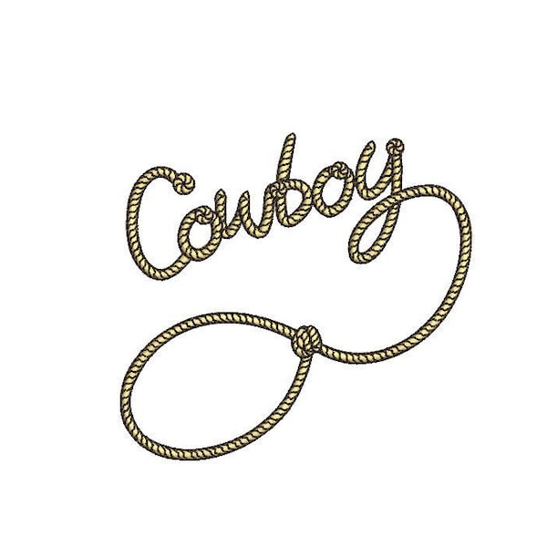 Cowboy Rope Machine Embroidery File design 4x4 inch hoop - Monogram Frame