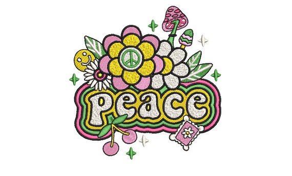 Peace Collage - Machine Embroidery File design - 5x7 inch hoop - Instant Download - Peace Embroidery design