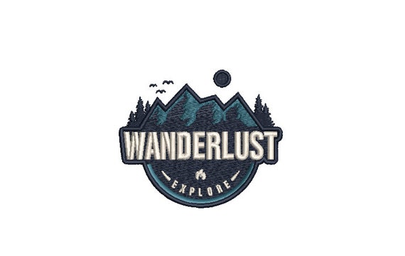 Wanderlust Explore Embroidery Design - Hiking Embroidery Design -  Machine Embroidery File design 4 x4 inch hoop