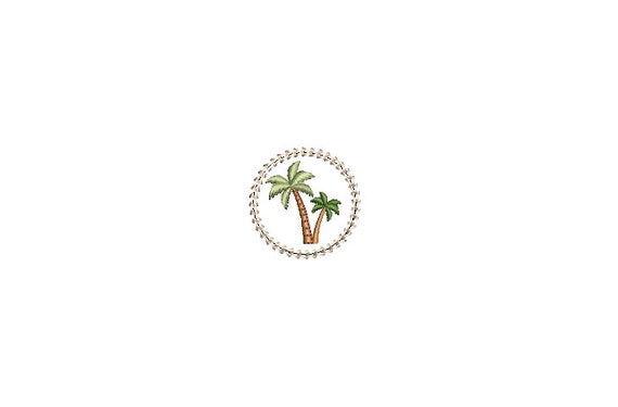 Mini Green Palms Chain Circle Machine Embroidery File design - 4 x 4 inch hoop  - instant download - 3cm