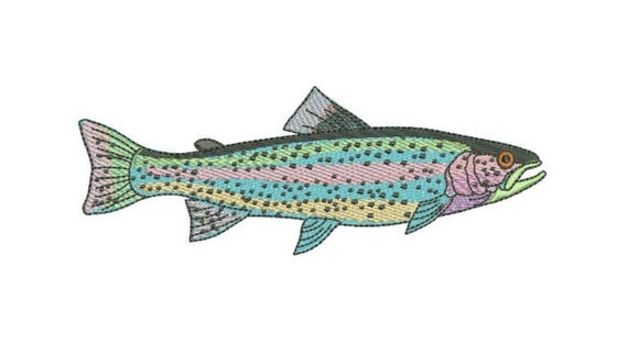 Rainbow Trout Machine Embroidery File design - 8x8 inch hoop - Fish Design - Fish Embroidery