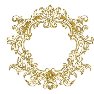 Baroque Flower Frame - Machine Embroidery File design - 5x7 inch hoop - Monogram Frame