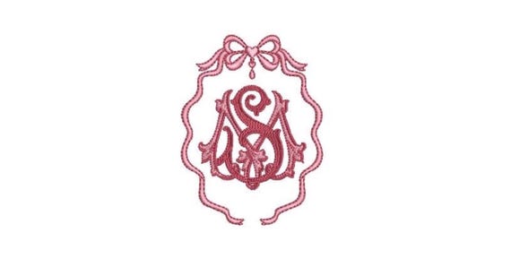 Valentine Heart Bow Monogram Frame - Machine Embroidery File design -  4x4 inch hoop - Monogram Not Included