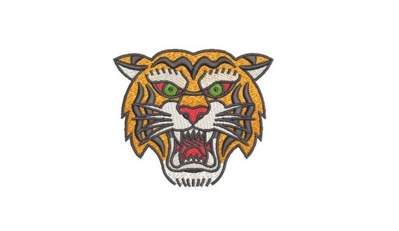 Tiger Design Machine Embroidery File design 4x4 inch hoop - Tiger Face Digital Download Embroidery File