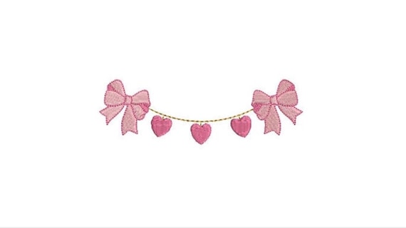 Heart Bow Swag Machine Embroidery File design - 4x4 inch hoop - Bow Embroidery Design