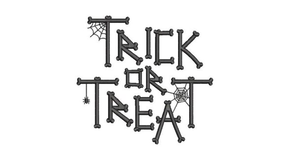 Trick Treat Bones Embroidery Design - Skeleton Machine Embroidery File design 5x7 inch hoop - Halloween - instant download