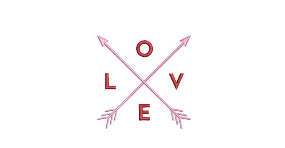 LOVE Arrows Machine Embroidery File design - 4 x 4 inch hoop - instant download - Valentines Embroidery Design