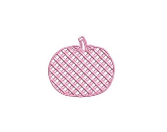 Chinoiserie Chic - Pink Gingham Pumpkin - Machine Embroidery design - 3x3 inch hoop - instant download