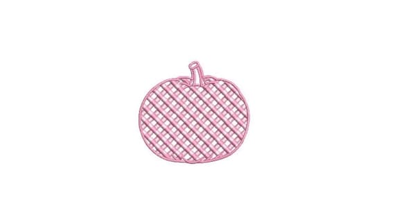 Chinoiserie Chic - Pink Gingham Pumpkin - Machine Embroidery design - 3x3 inch hoop - instant download