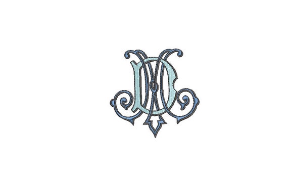 Antique D M Monogram or M D  -  Machine Embroidery File design - 3x3 inch hoop - Vintage Monogram Design