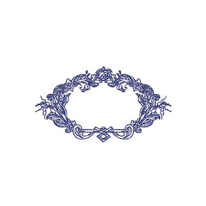 Baroque Oval Frame - Machine Embroidery File design - 4x4 inch hoop - Monogram Frame