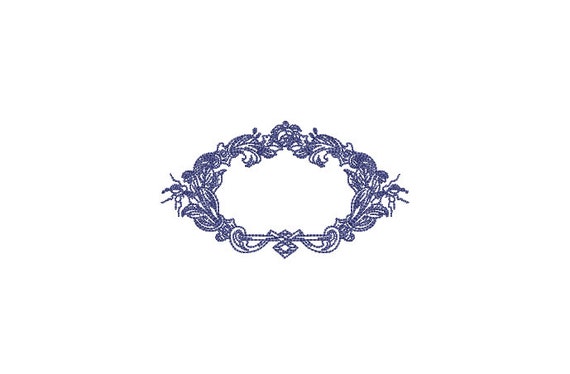 Baroque Oval Frame - Machine Embroidery File design - 4x4 inch hoop - Monogram Frame