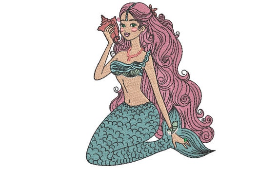 Mermaid EmbroideryDesign - Mermaid Beauty Machine Embroidery File design  - 5x7inch hoop