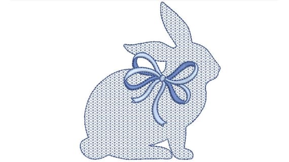 Bunny with bow  - Machine Embroidery File design 5 x 7 inch hoop - Easter Embroidery Design