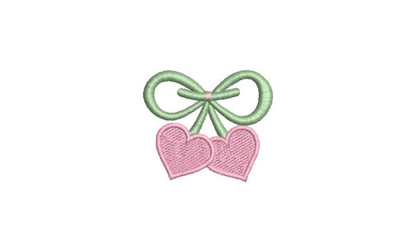 Hearts Bow Machine Embroidery File design - 3 x 3  inch hoop - Mini Embroidery Design