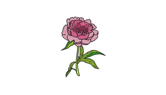 Shabby Peony Stem Machine Embroidery File design 5 x 7 inch hoop - Silhouette