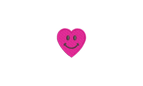 Happy Heart Embroidery Design - Mini 5cm Embroidery File design - 4x4 hoop