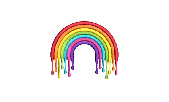Paint Drips Rainbow - Machine Embroidery File design - 4x4 inch hoop - Monogram Frame - Rainbow Embroidery Design